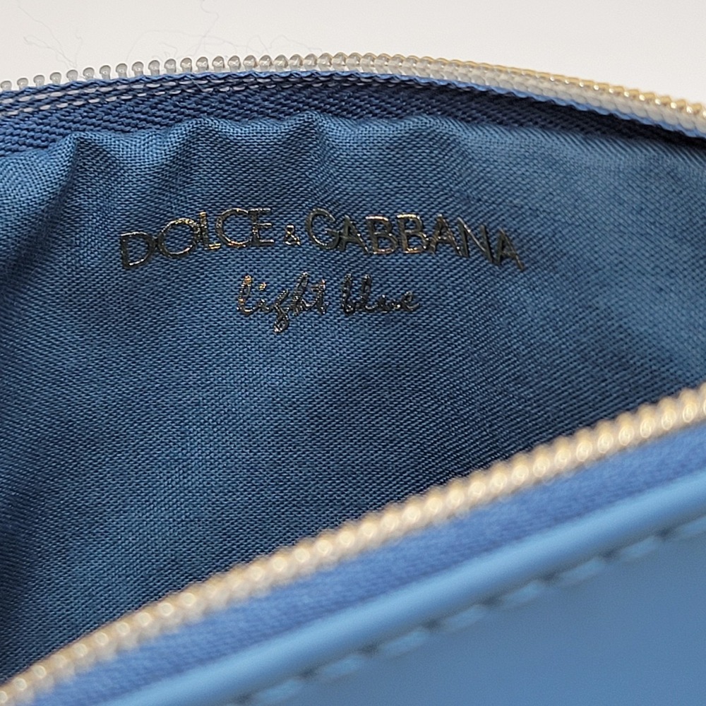 Dolce & Gabbana Light Blue Cosmetic Pouch Blue Zipper Makeup Bag Rope Pull - Picture 6 of 9